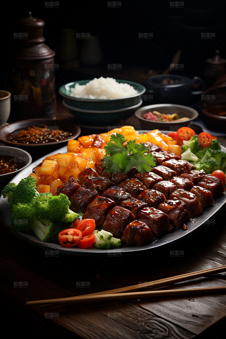 BBQ烧烤聚餐火辣摄影图