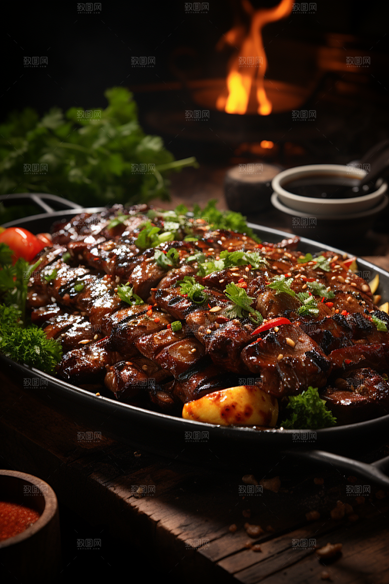 BBQ烧烤美食聚餐摄影图