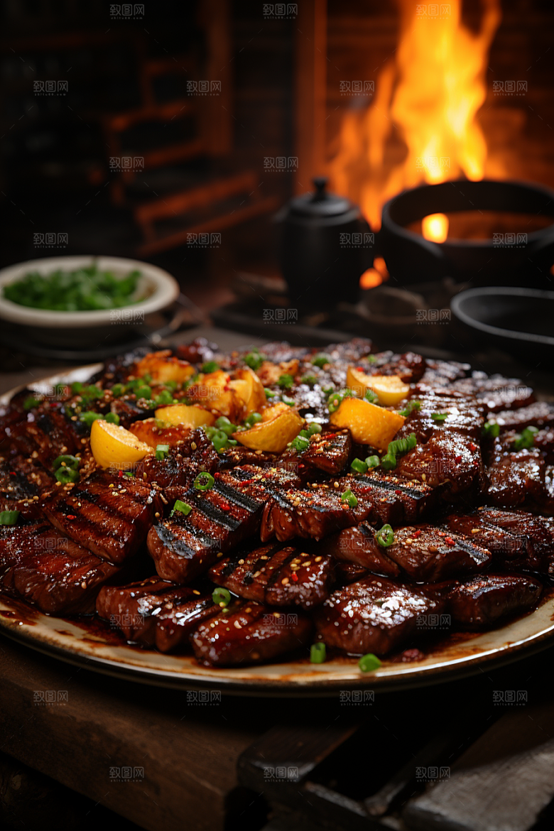 BBQ烧烤烤串美食摄影图