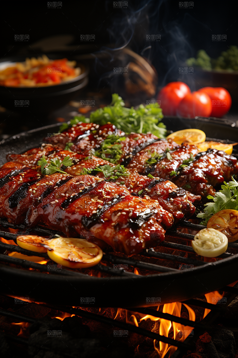 BBQ烧烤肉串聚会摄影图