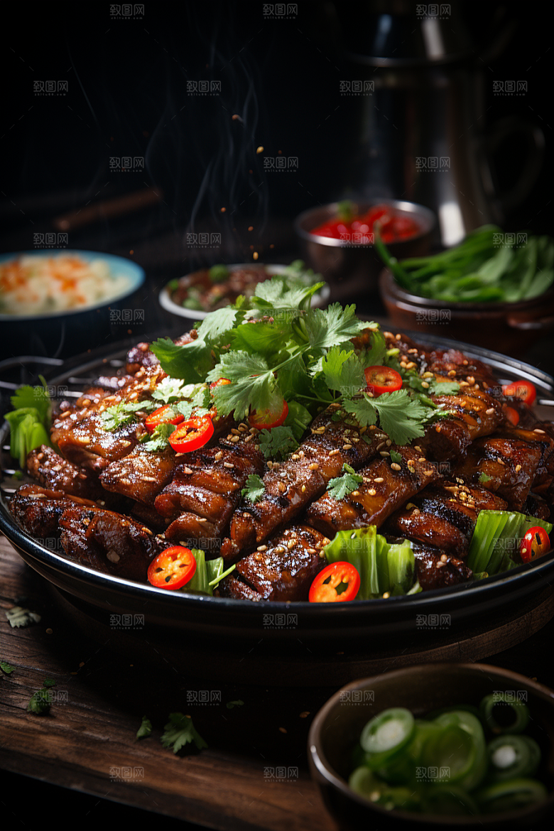 BBQ烧烤烤串火辣摄影图