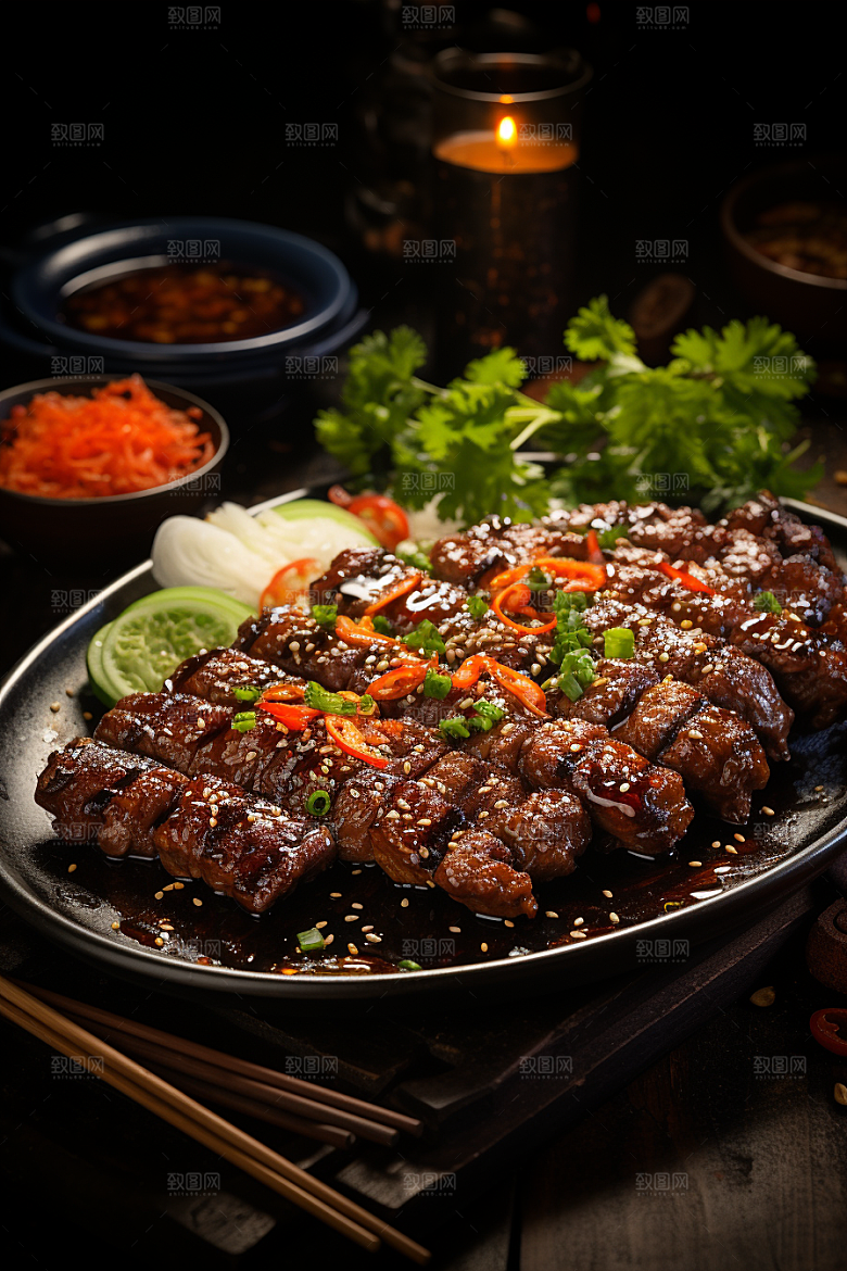 BBQ烧烤肉串美食摄影图
