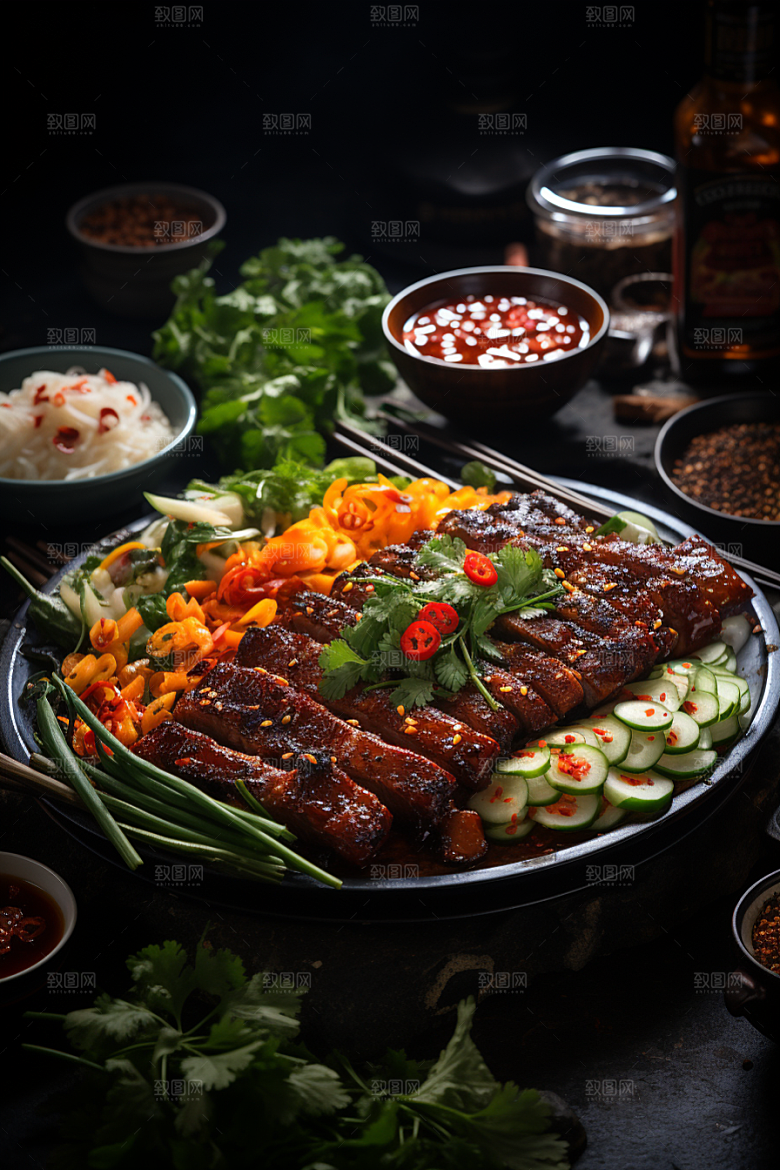 BBQ烧烤肉类美食摄影图