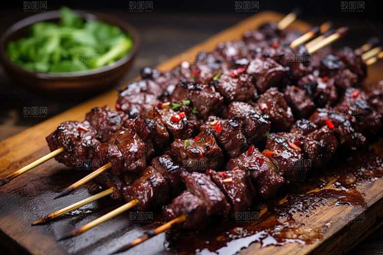 BBQ烧烤肉串肉食摄影图