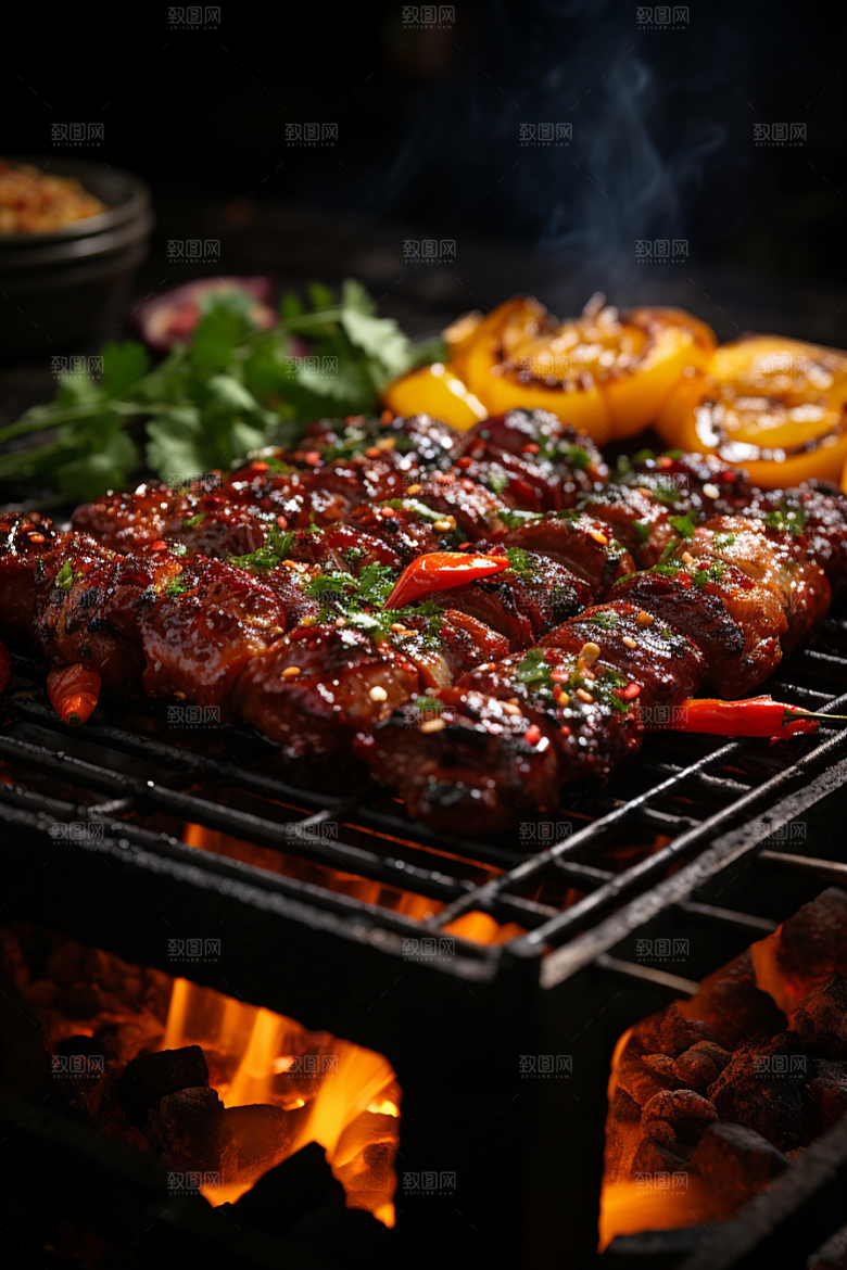 BBQ烧烤美食美味摄影图