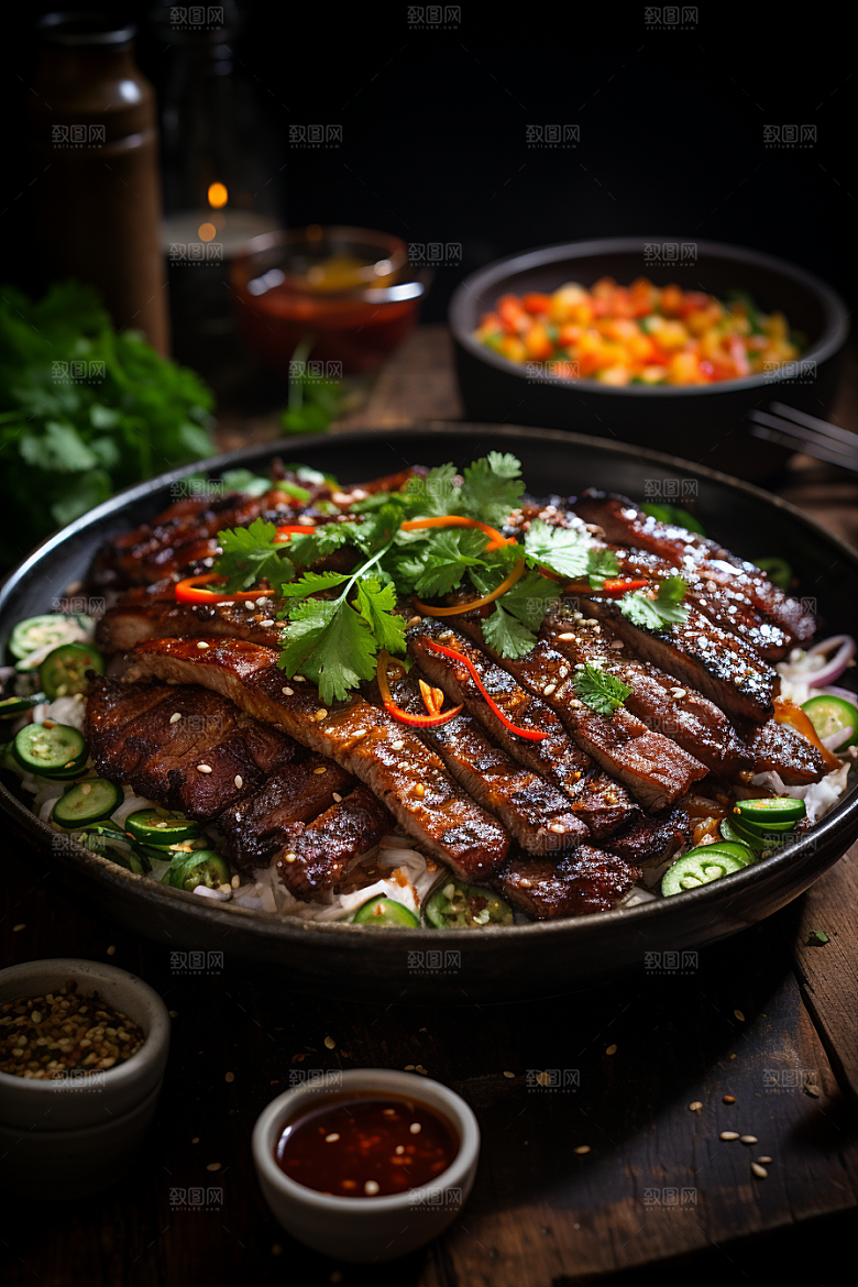 BBQ烧烤肉食烤串摄影图