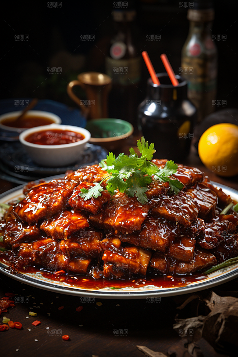 BBQ烧烤肉食肉串摄影图