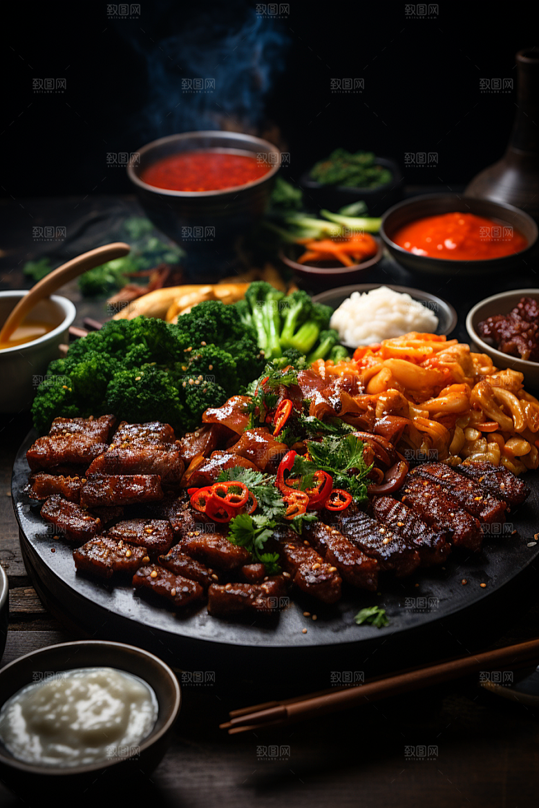 BBQ烧烤肉类聚餐摄影图