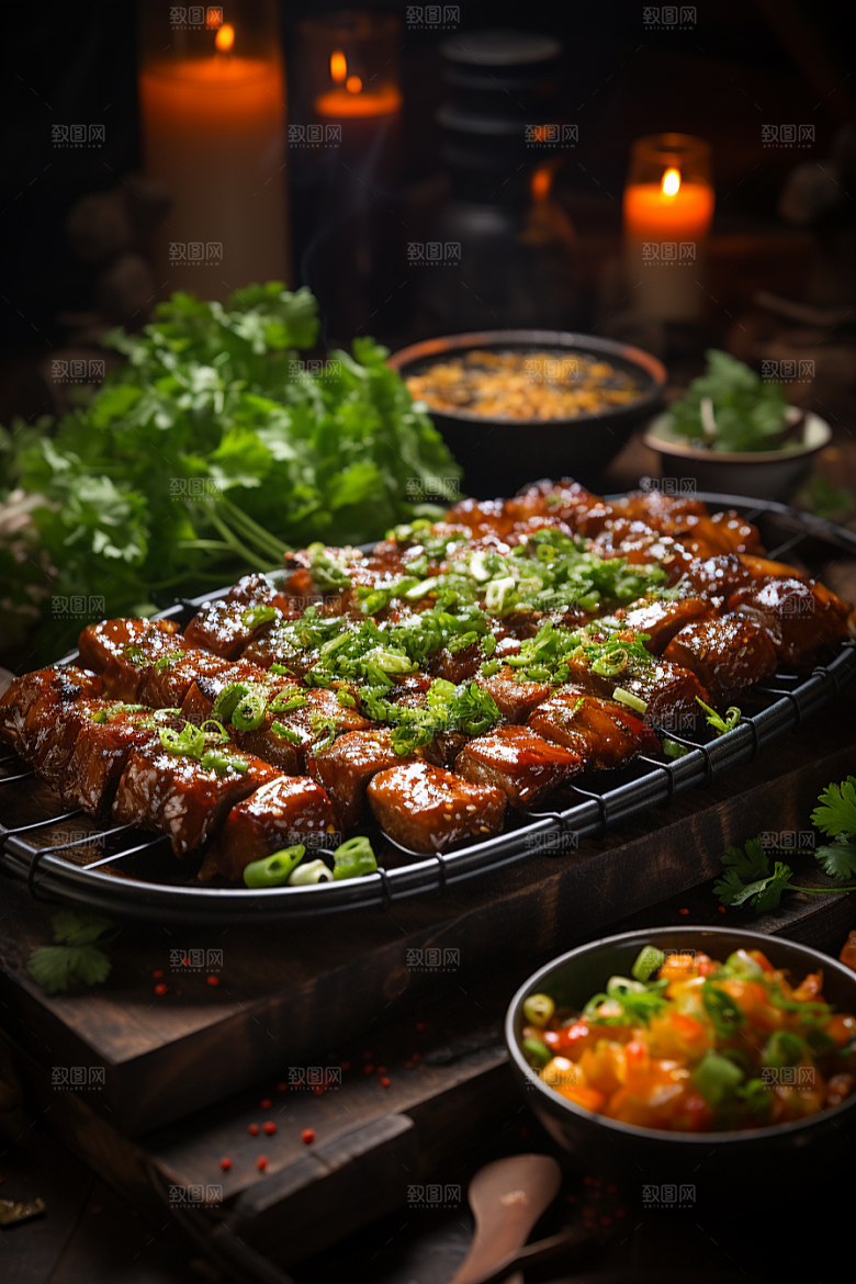 BBQ烧烤聚餐肉类摄影图
