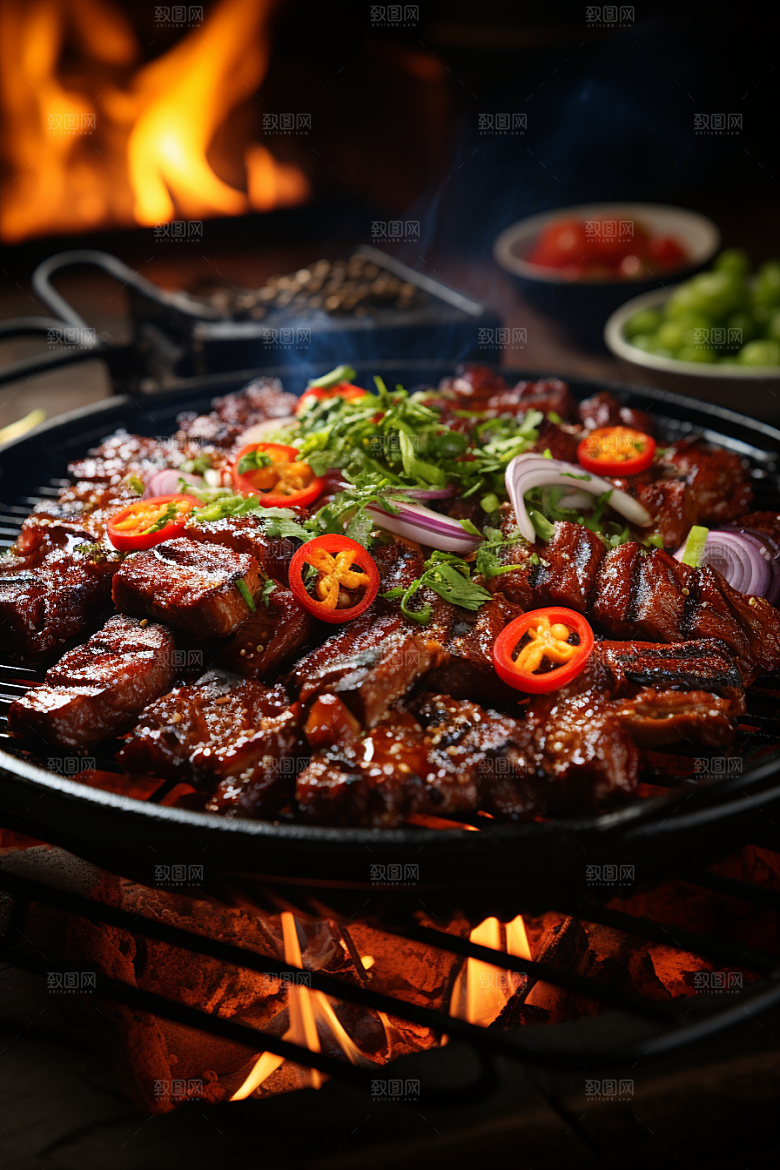 BBQ烧烤美味肉串摄影图