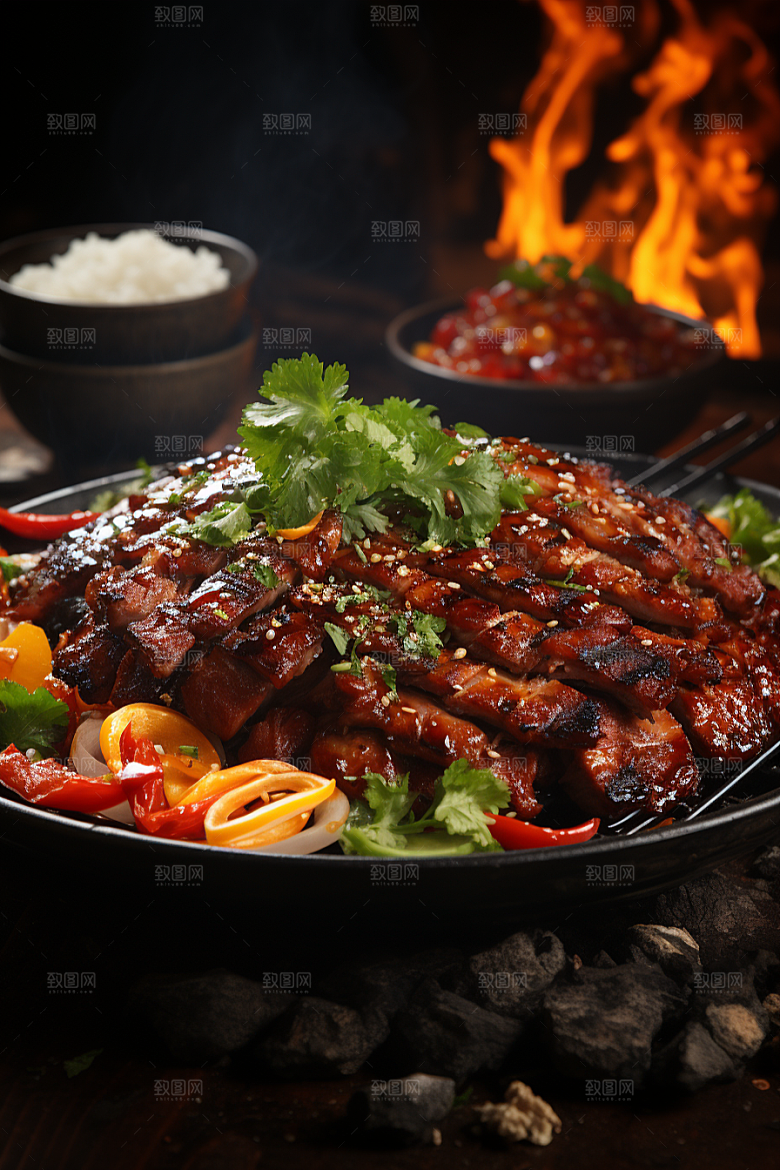 BBQ烧烤火辣美味摄影图