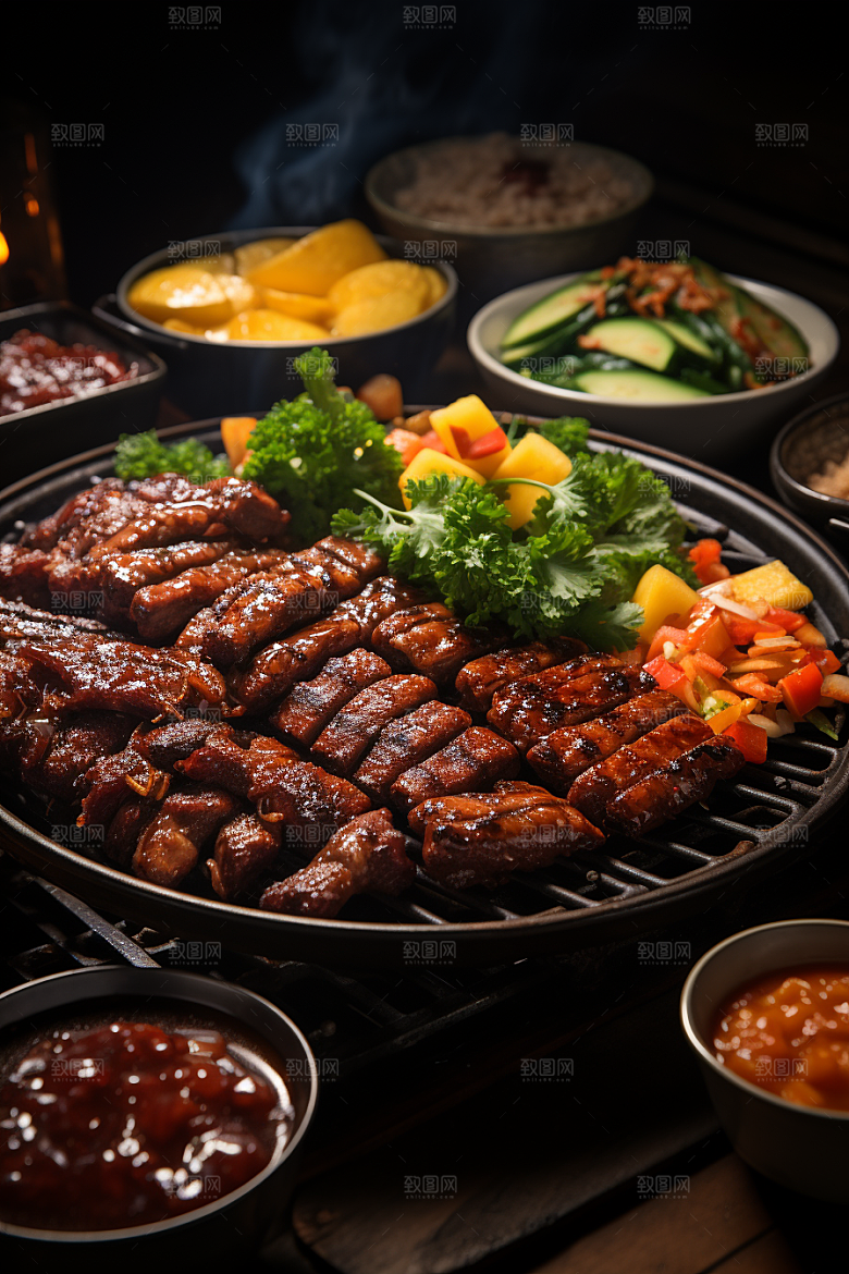 BBQ烧烤美食肉串摄影图