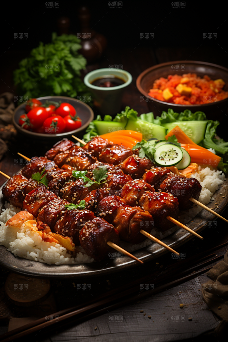 BBQ烧烤美食聚餐摄影图