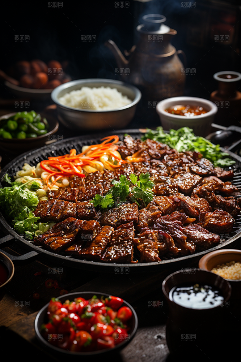 BBQ烧烤美食火热摄影图