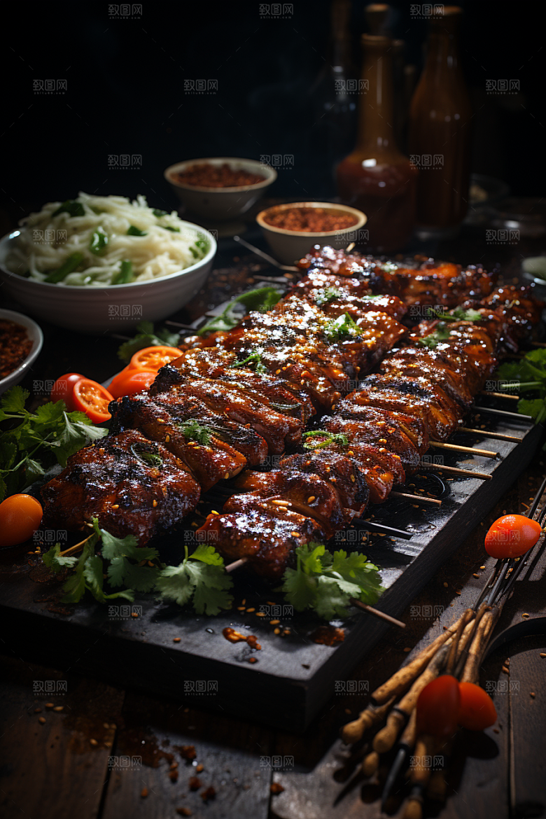 BBQ烧烤火热肉类摄影图