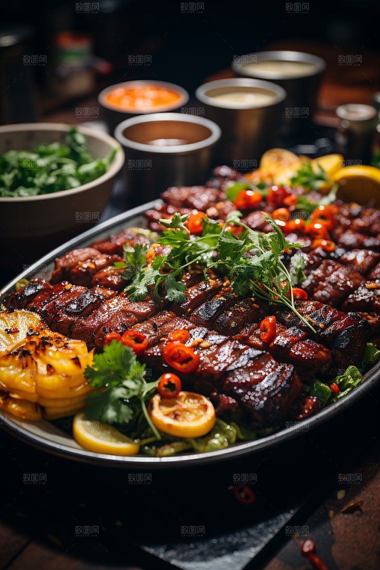 BBQ烧烤火辣聚餐摄影图