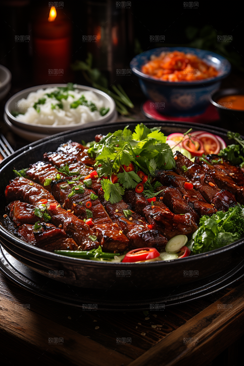 BBQ烧烤美味肉串摄影图