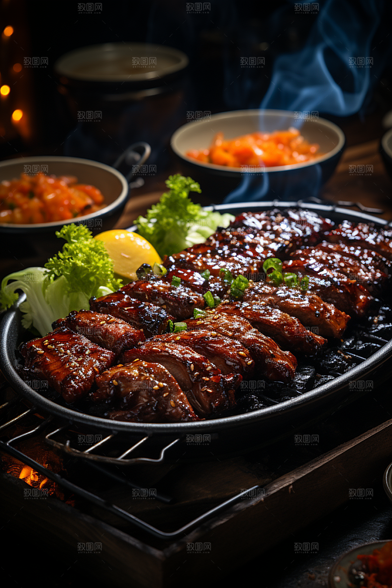 BBQ烧烤烤串火热摄影图