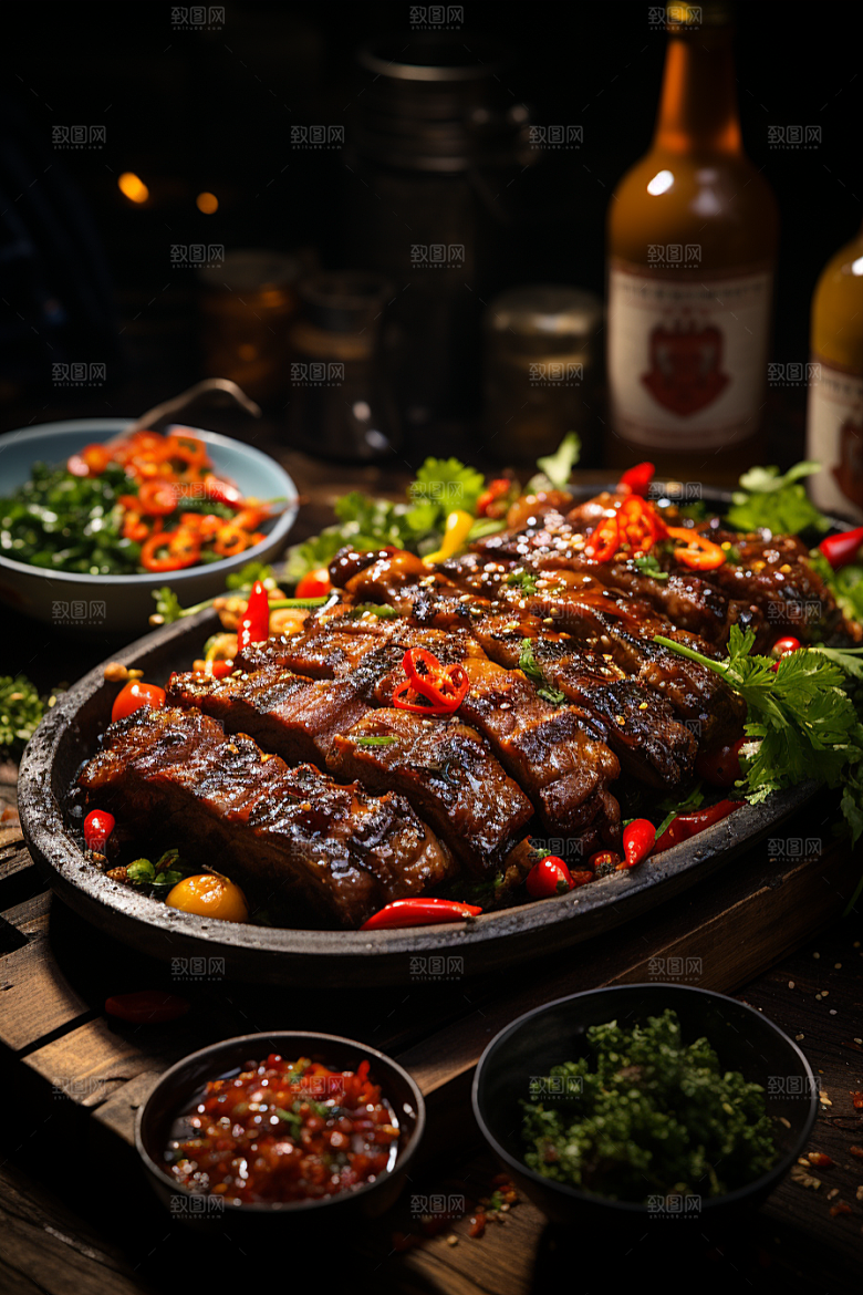 BBQ烧烤广告肉串摄影图