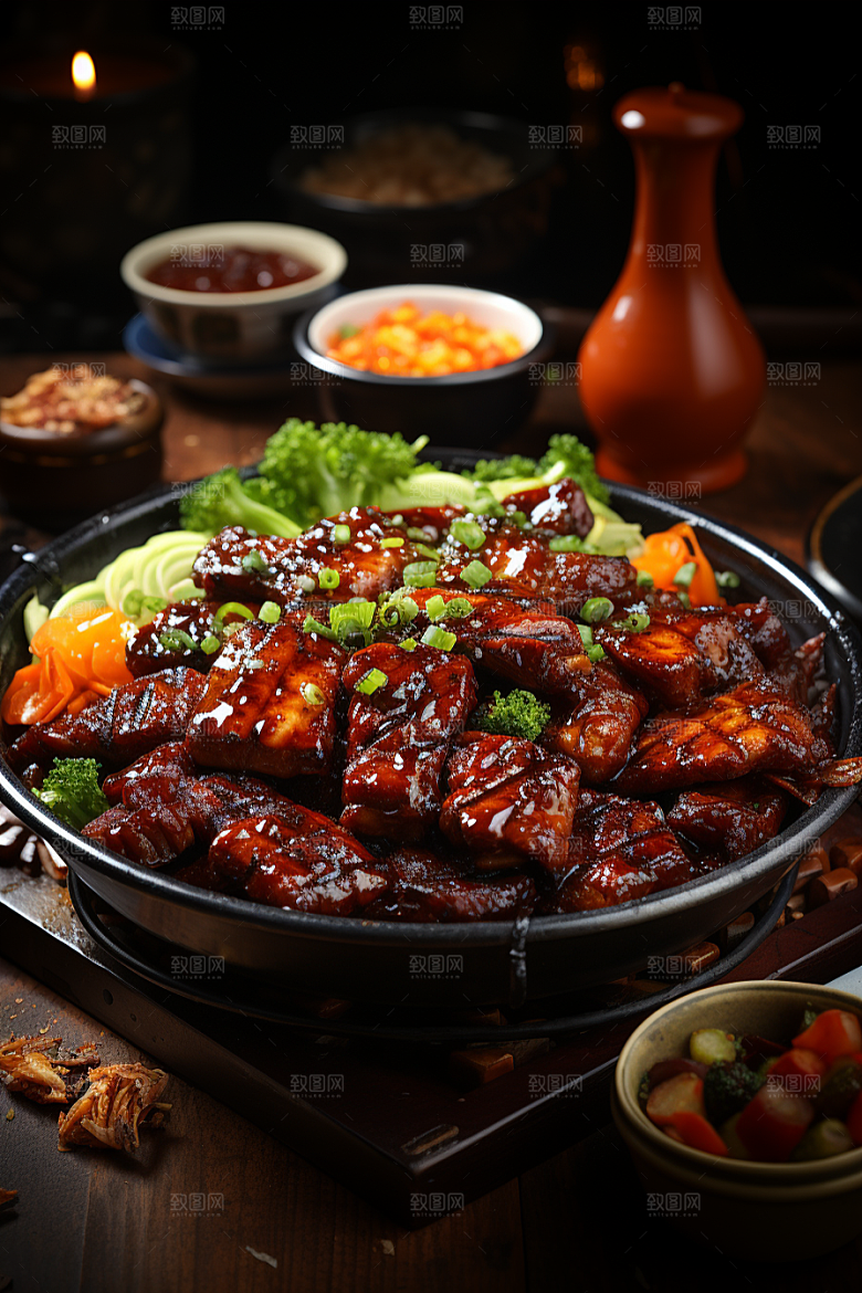 BBQ烧烤美食肉串摄影图