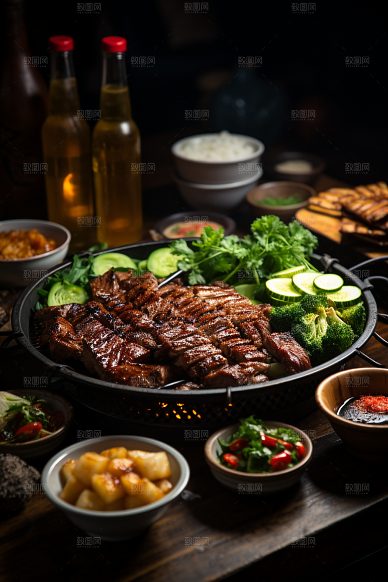 BBQ烧烤肉类火辣摄影图