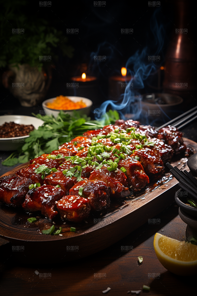 BBQ烧烤美食火辣摄影图