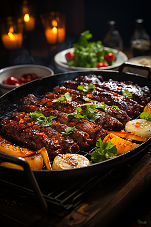 BBQ烧烤聚会火热摄影图