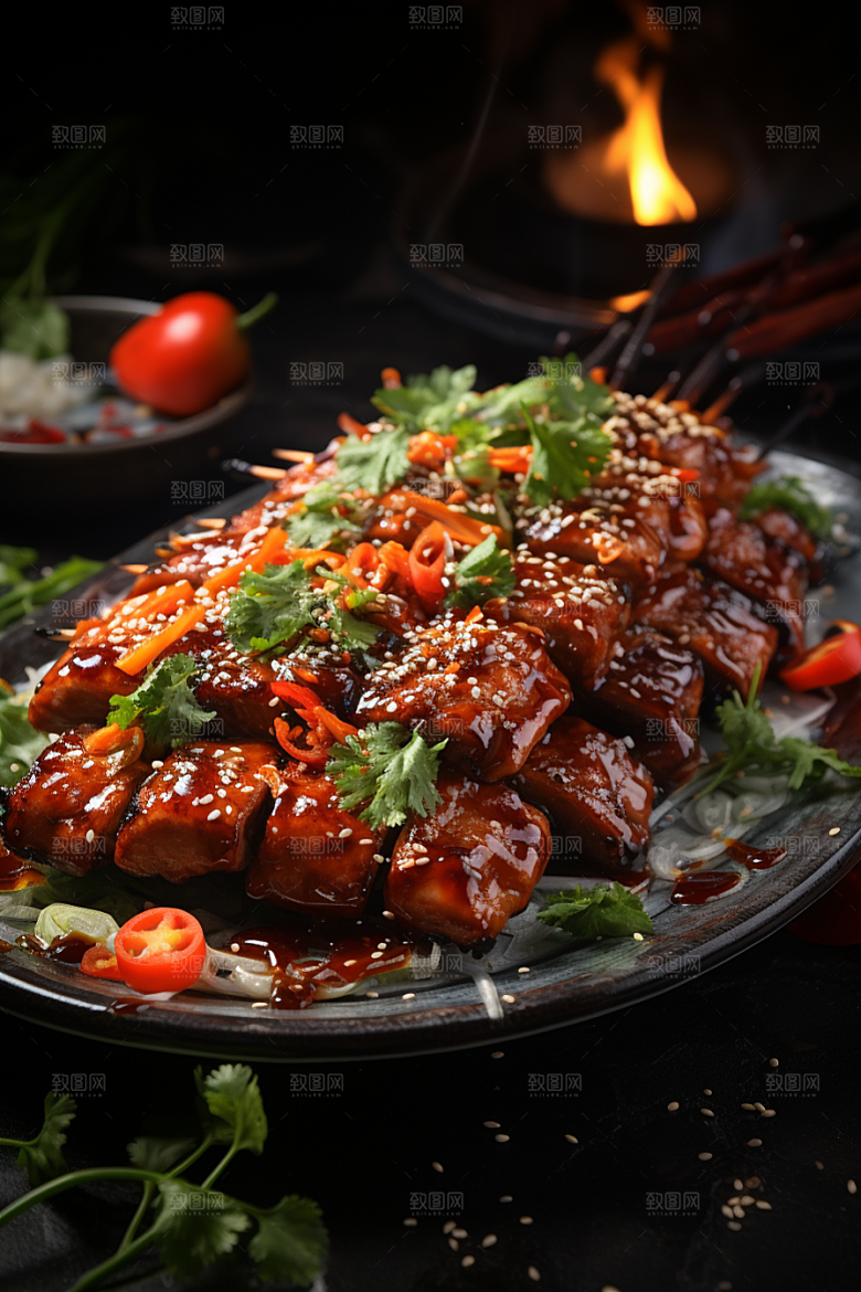 BBQ烧烤高清烤串摄影图