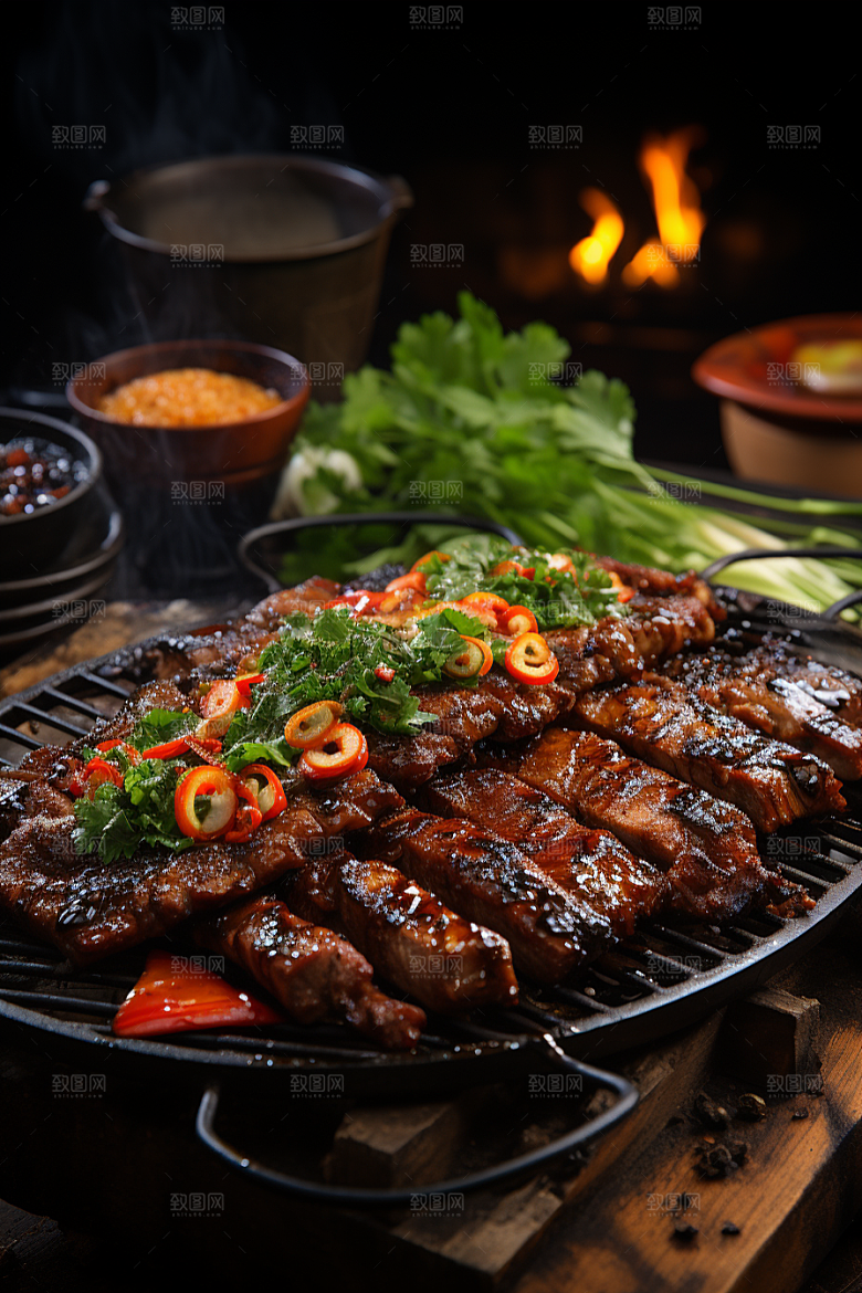 BBQ烧烤美味聚餐摄影图