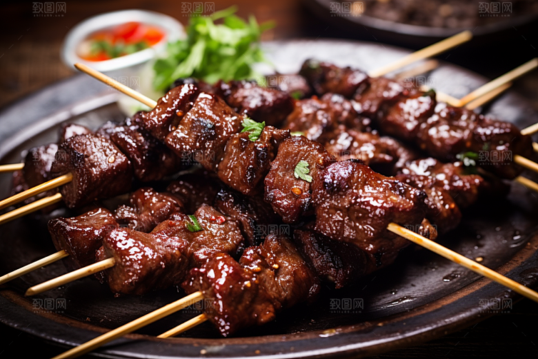BBQ烧烤肉食火辣摄影图