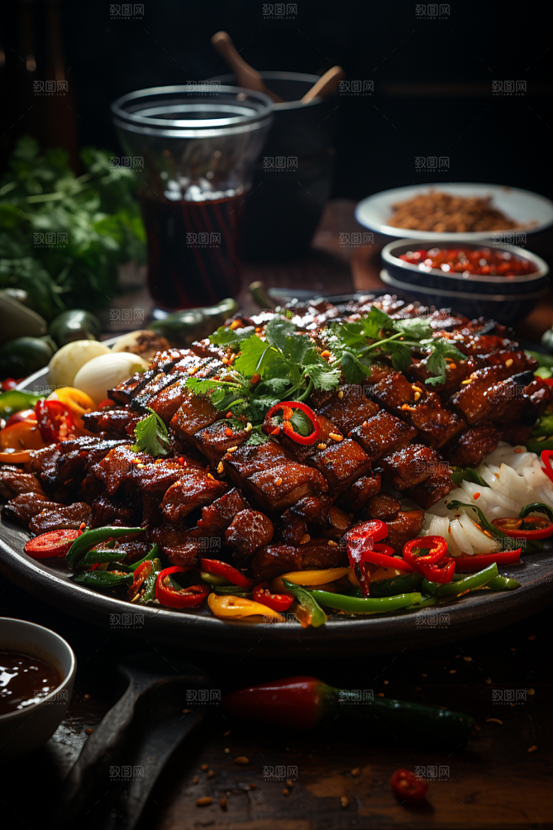 BBQ烧烤烤串肉食摄影图
