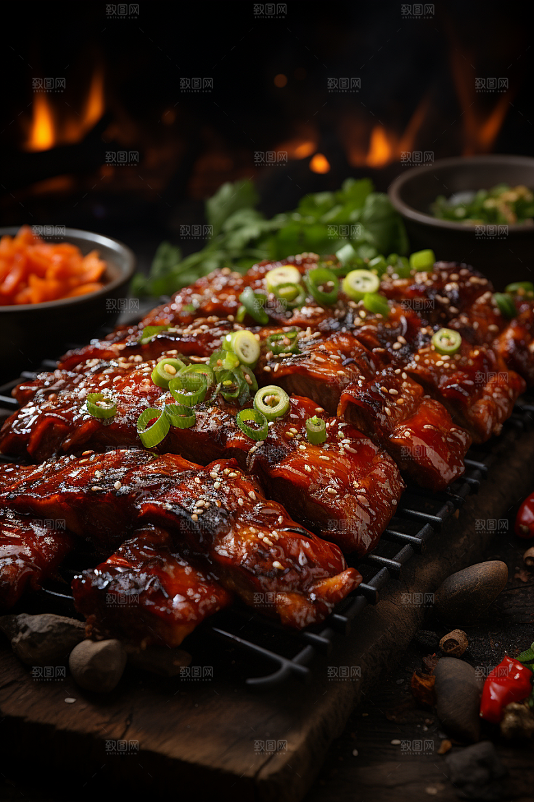 BBQ烧烤肉类聚餐摄影图