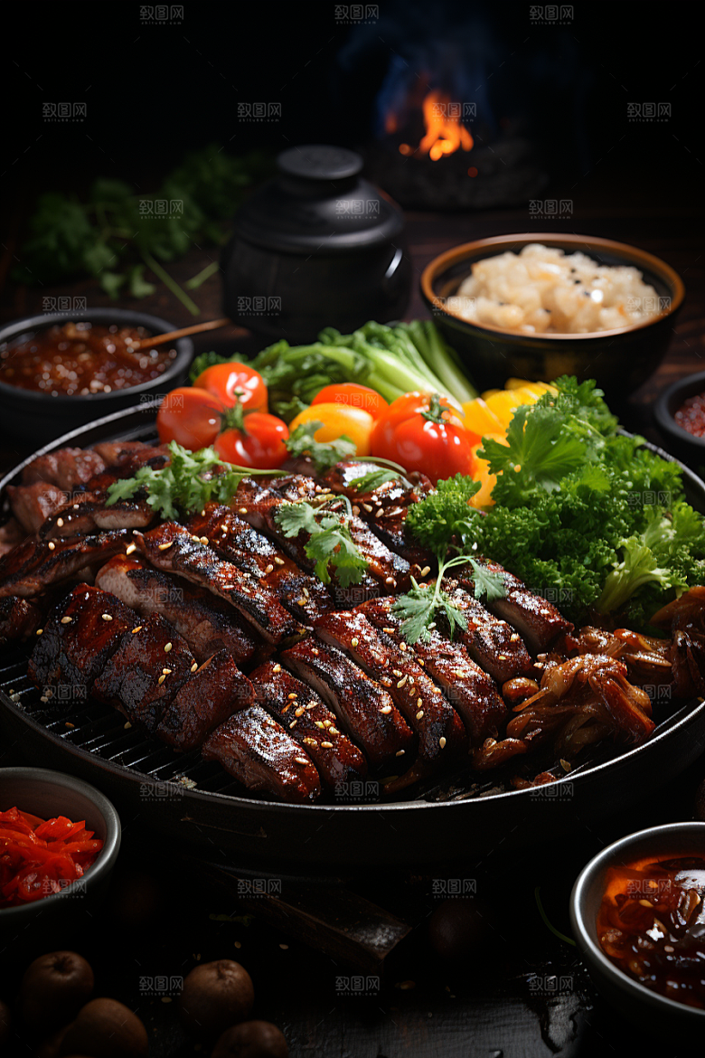 BBQ烧烤肉串美食摄影图