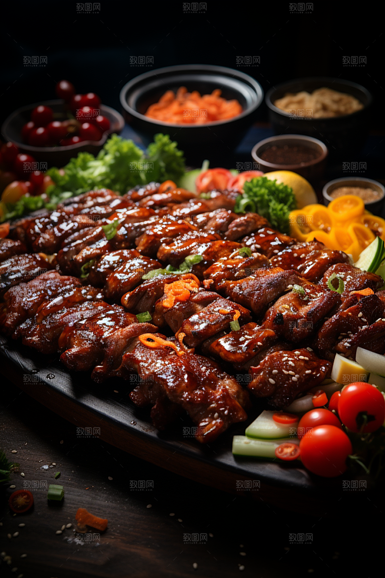 BBQ烧烤肉食聚会摄影图