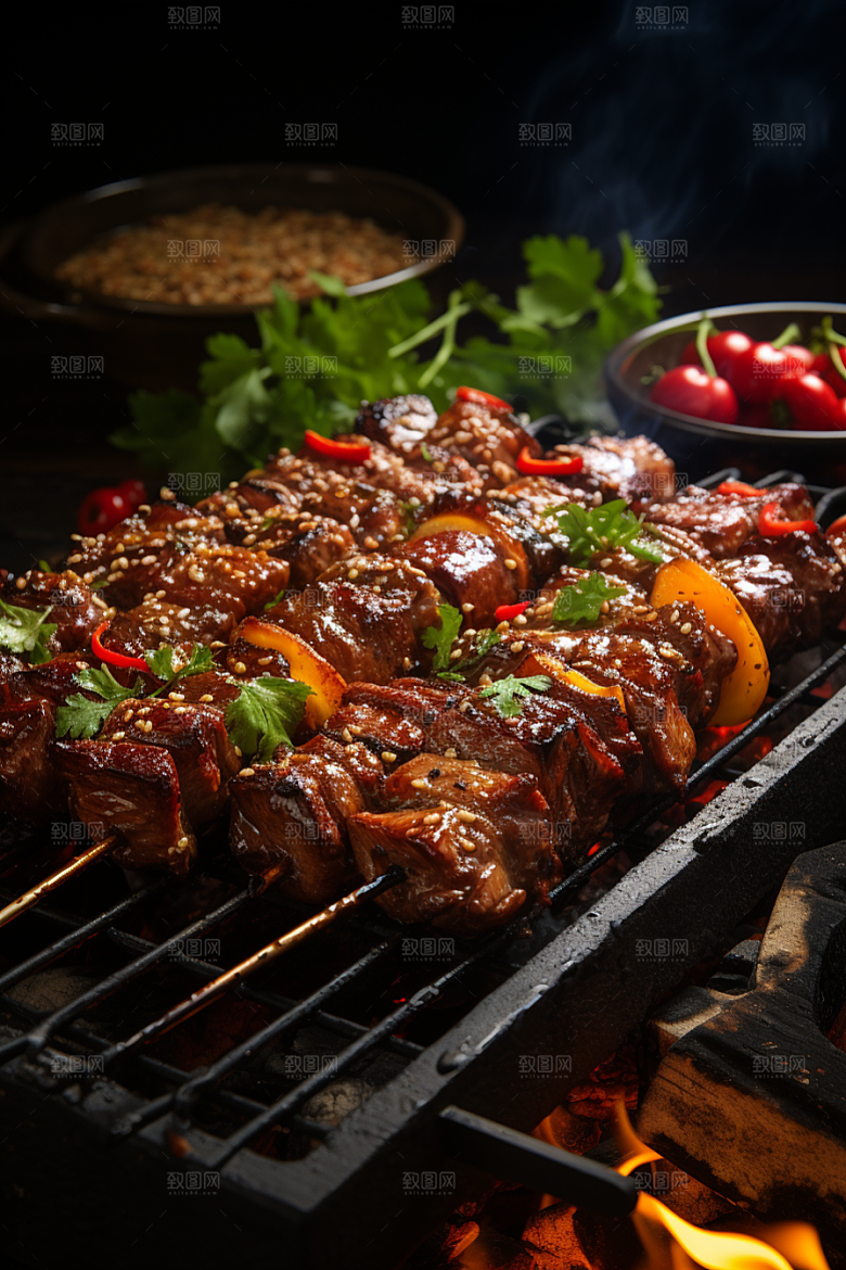 BBQ烧烤美味聚餐摄影图