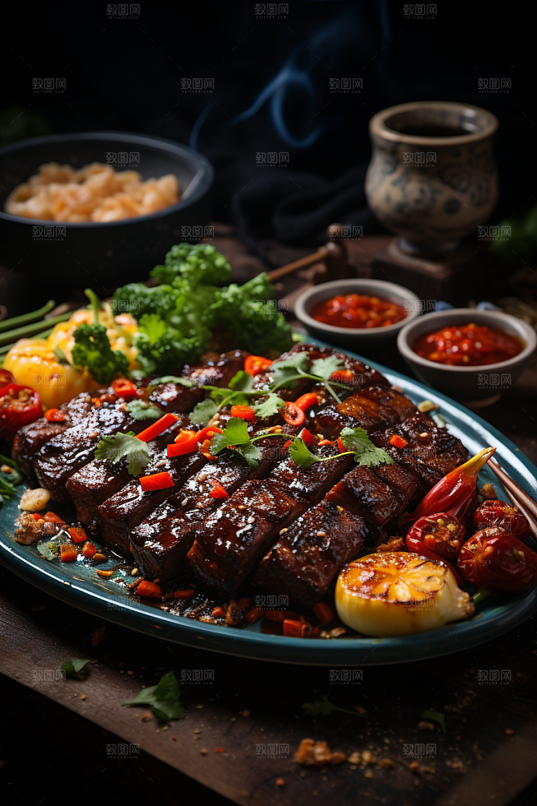 BBQ烧烤美食肉类摄影图
