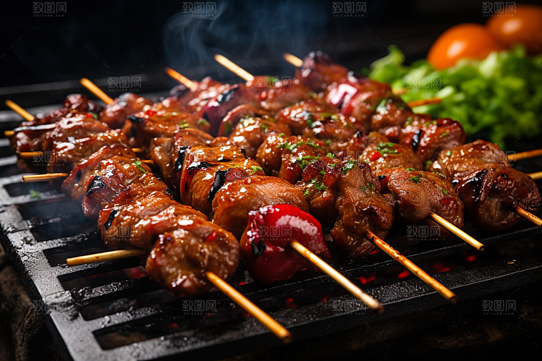 BBQ烧烤聚餐肉食摄影图