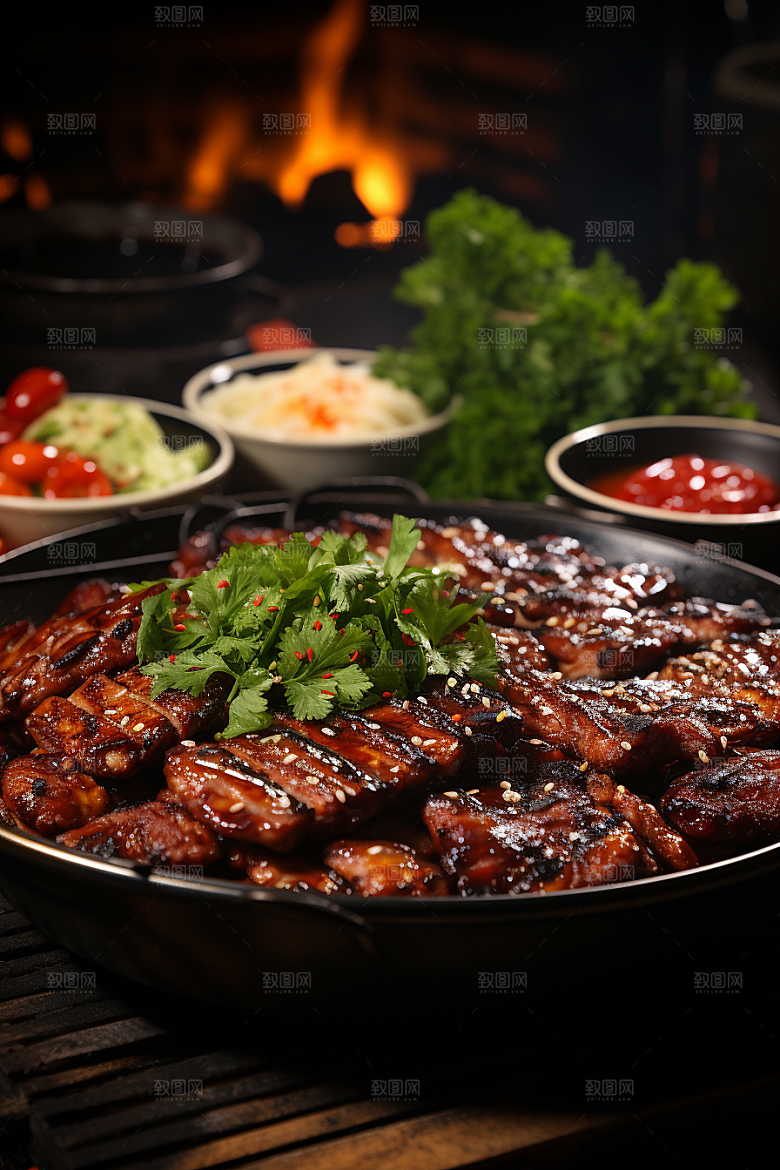 BBQ烧烤高清肉串摄影图