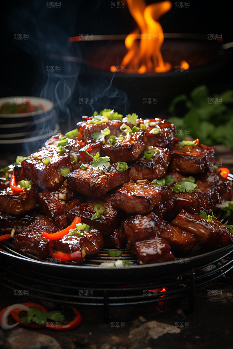 BBQ烧烤聚餐肉类摄影图