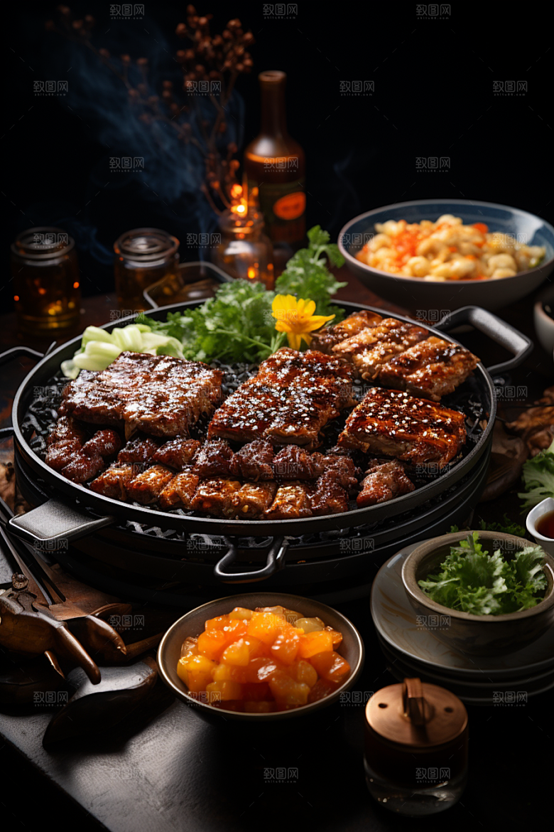 BBQ烧烤美味烤串摄影图