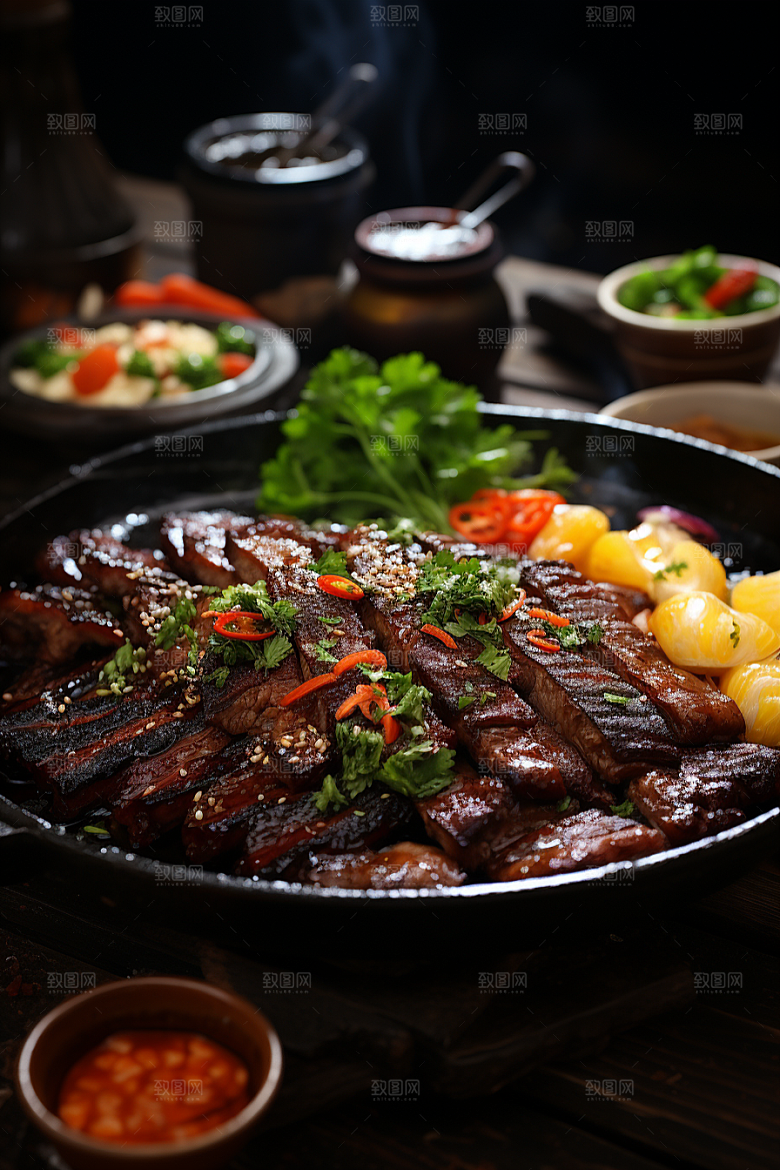BBQ烧烤聚餐肉串摄影图