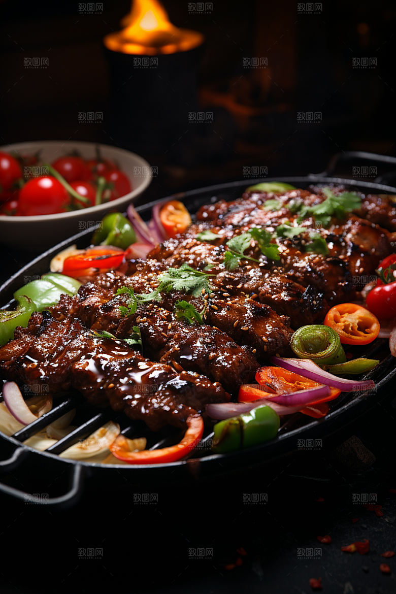 BBQ烧烤肉串美味摄影图