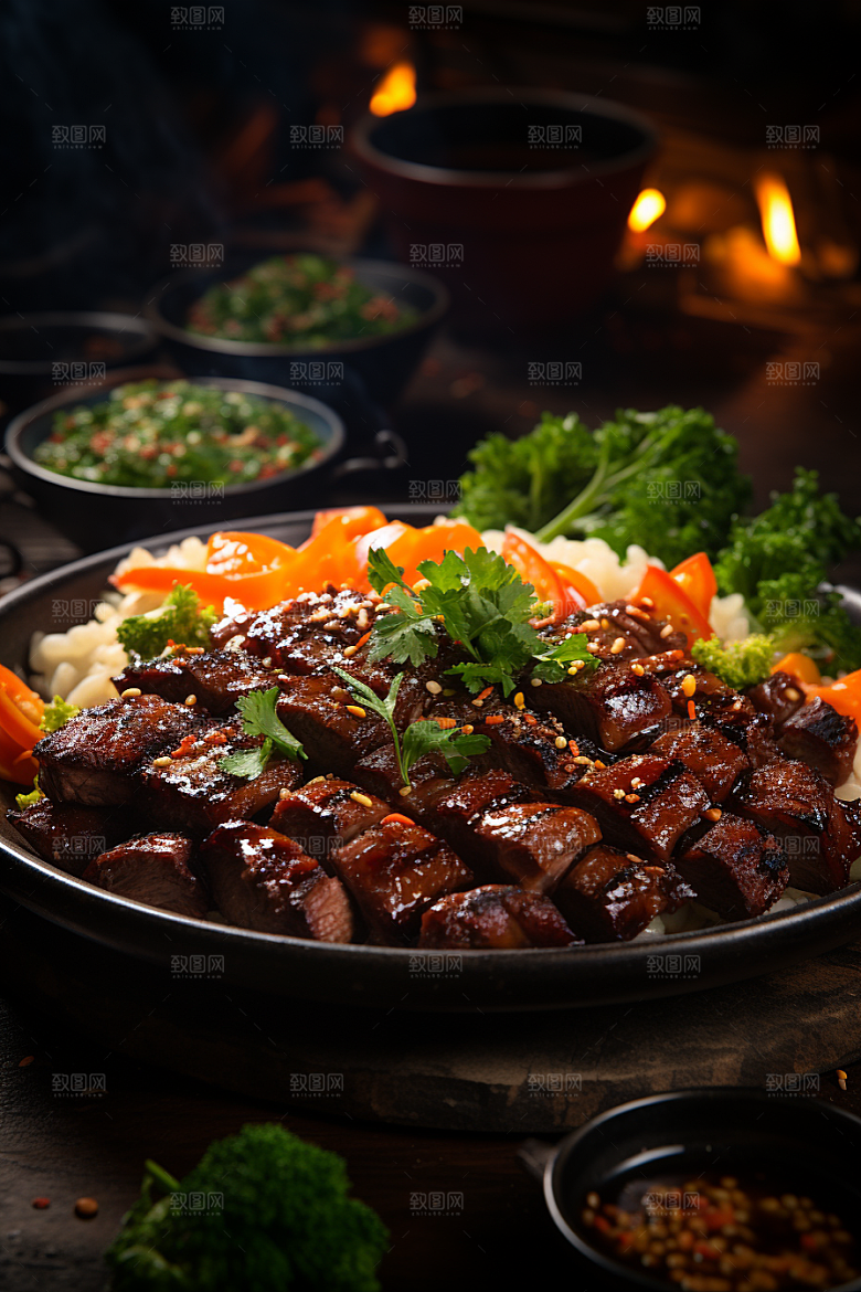 BBQ烧烤美食聚餐摄影图