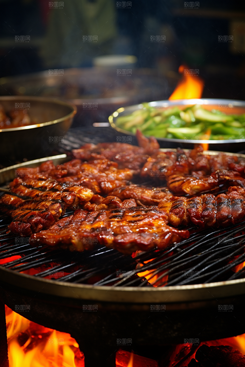 BBQ烧烤火辣美味摄影图