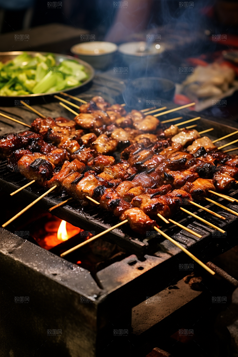 BBQ烧烤烤串肉食摄影图