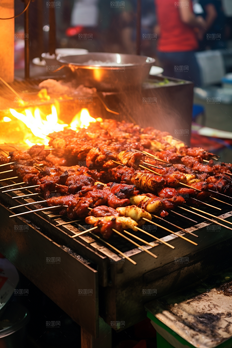 BBQ烧烤肉类聚餐摄影图