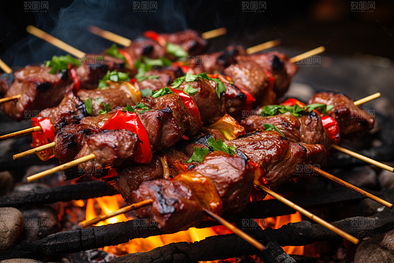 BBQ烧烤聚餐肉类摄影图