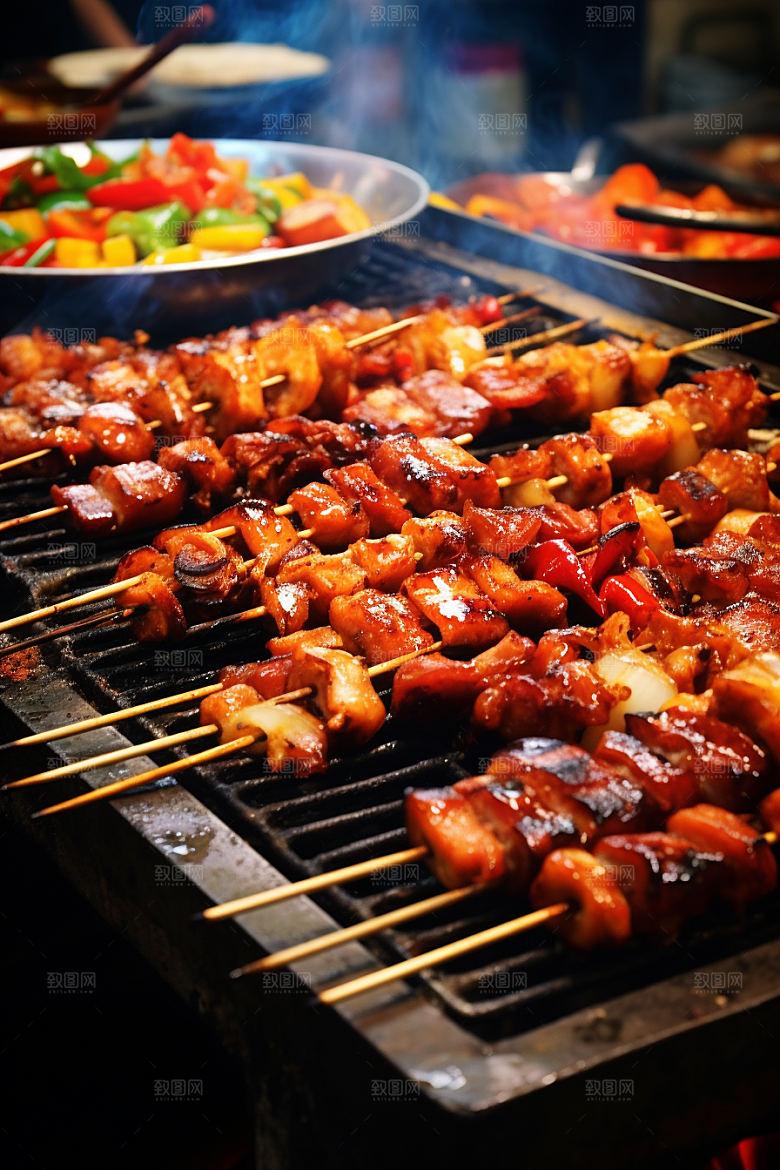 BBQ烧烤聚餐美食摄影图