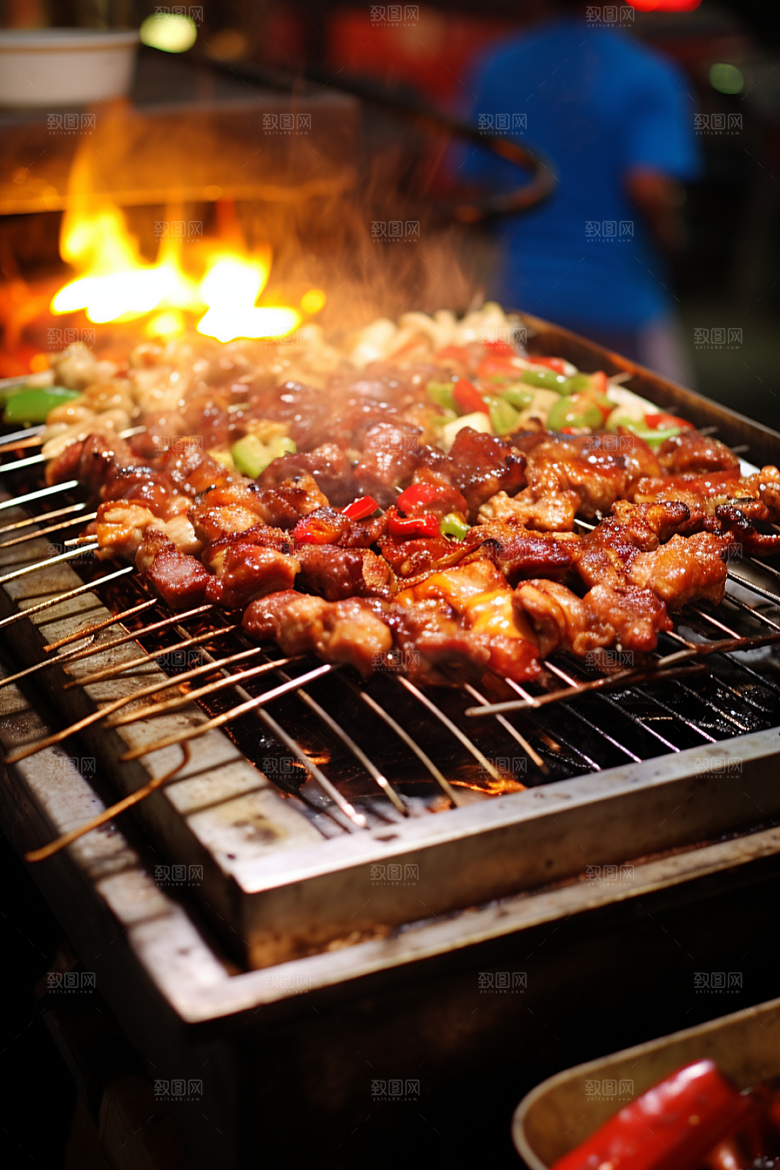 BBQ烧烤肉类火热摄影图