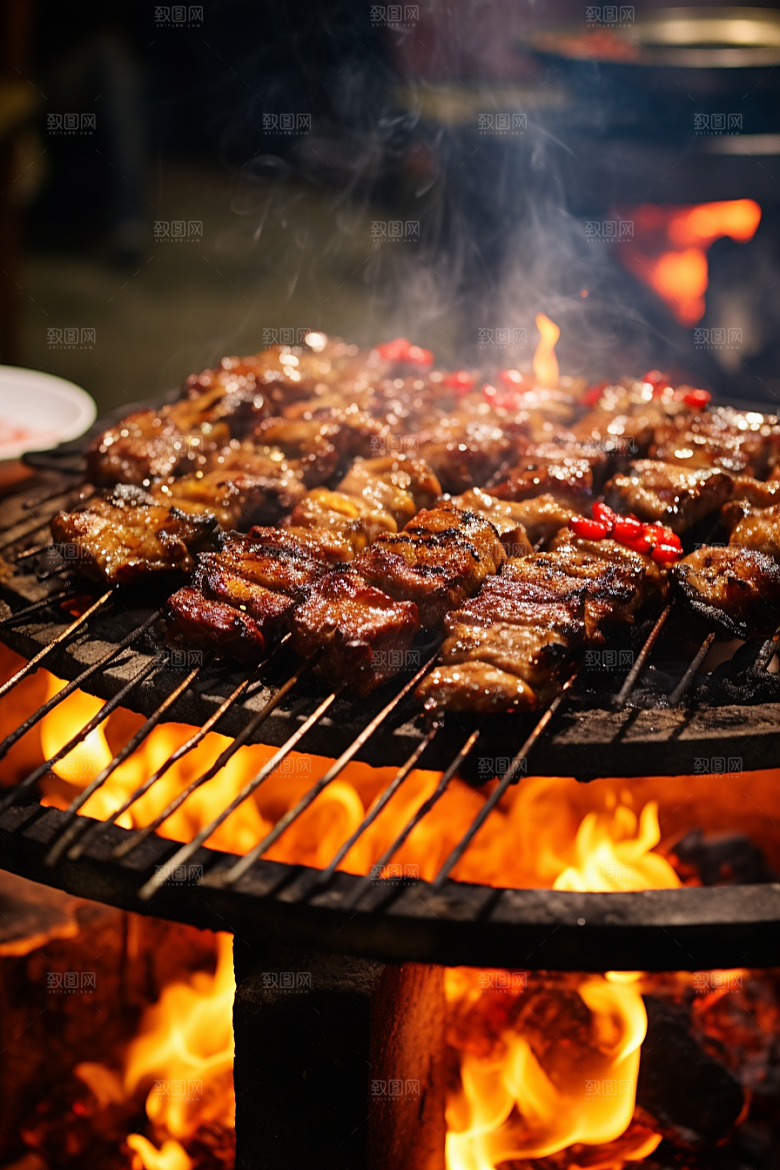 BBQ烧烤美食聚会摄影图